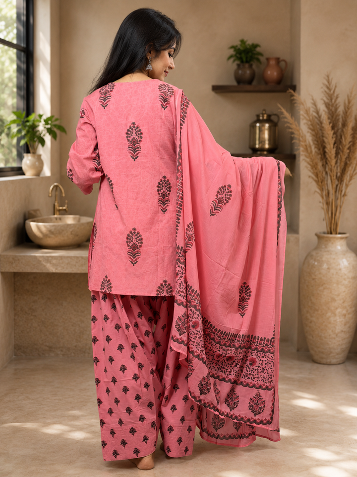 Pink Blush Bloom Farshi Salwar Suit Set