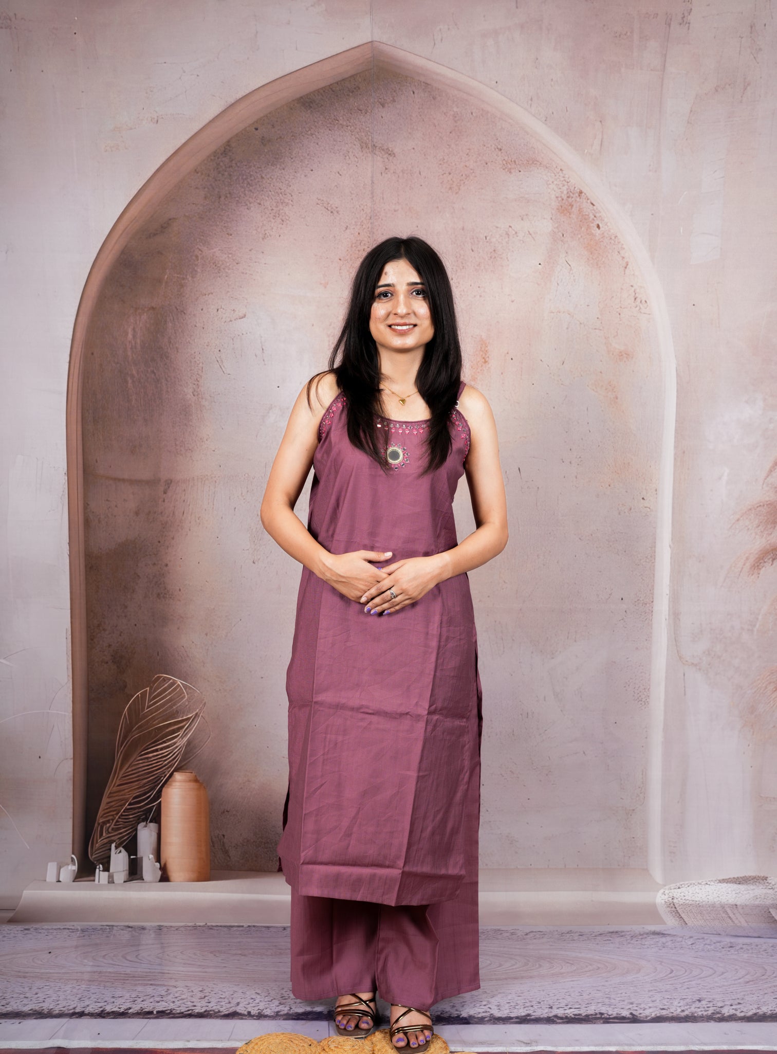 Mauve Soft Cotton Co-Ord Set for Women