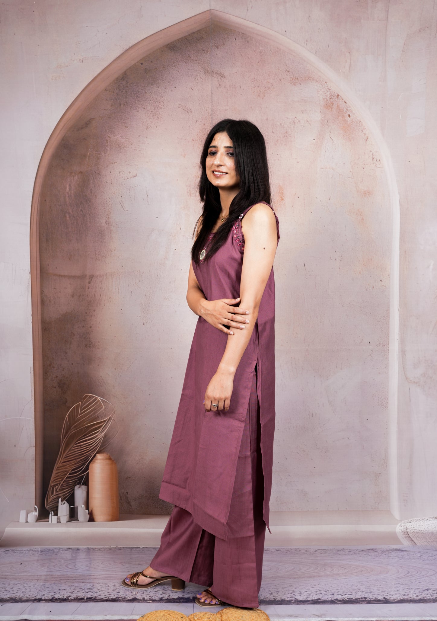 Mauve Soft Cotton Co-Ord Set for Women