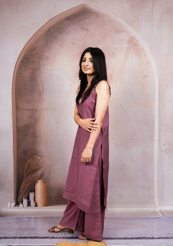 Mauve Soft Cotton Co-Ord Set for Women
