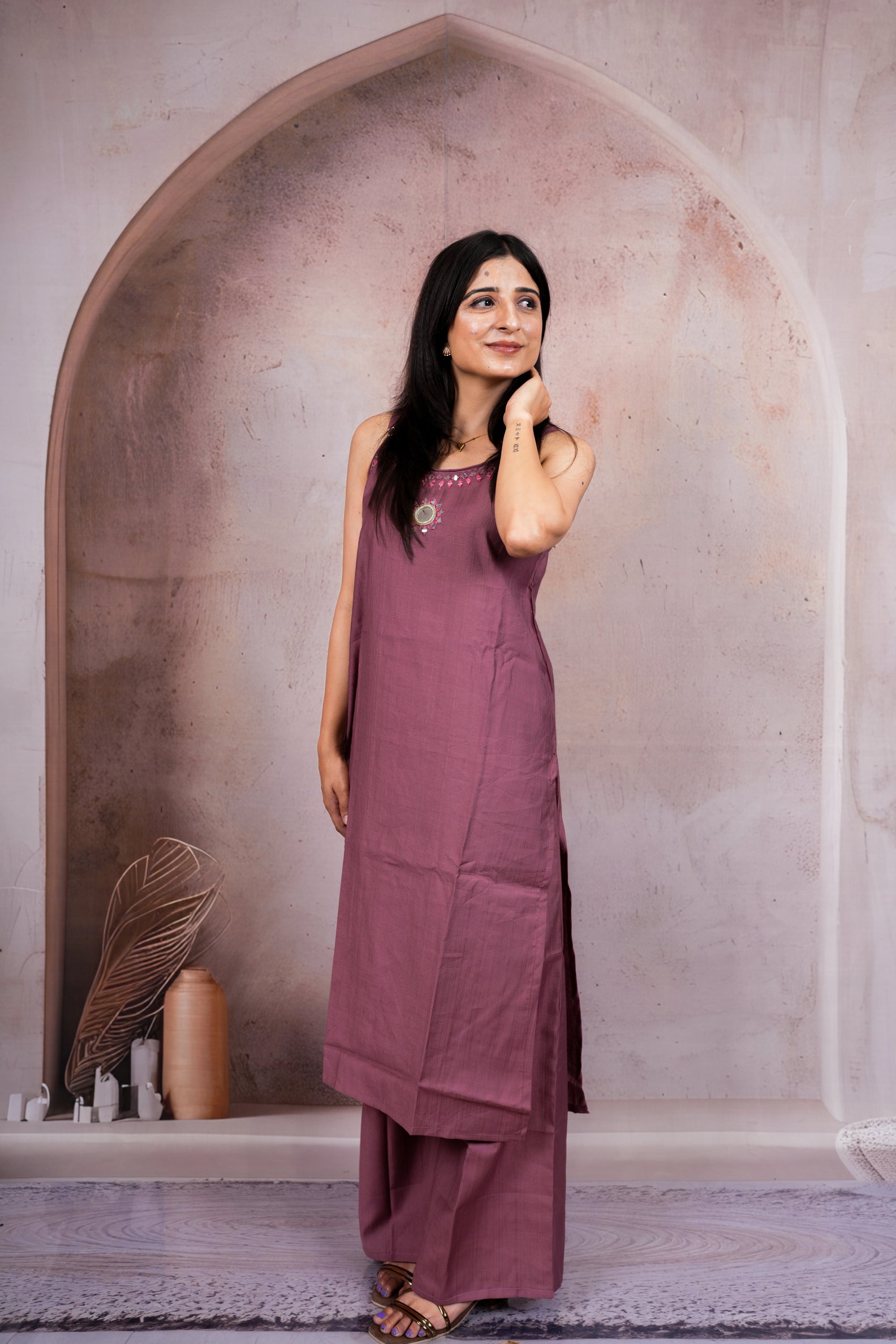 Mauve Soft Cotton Co-Ord Set for Women