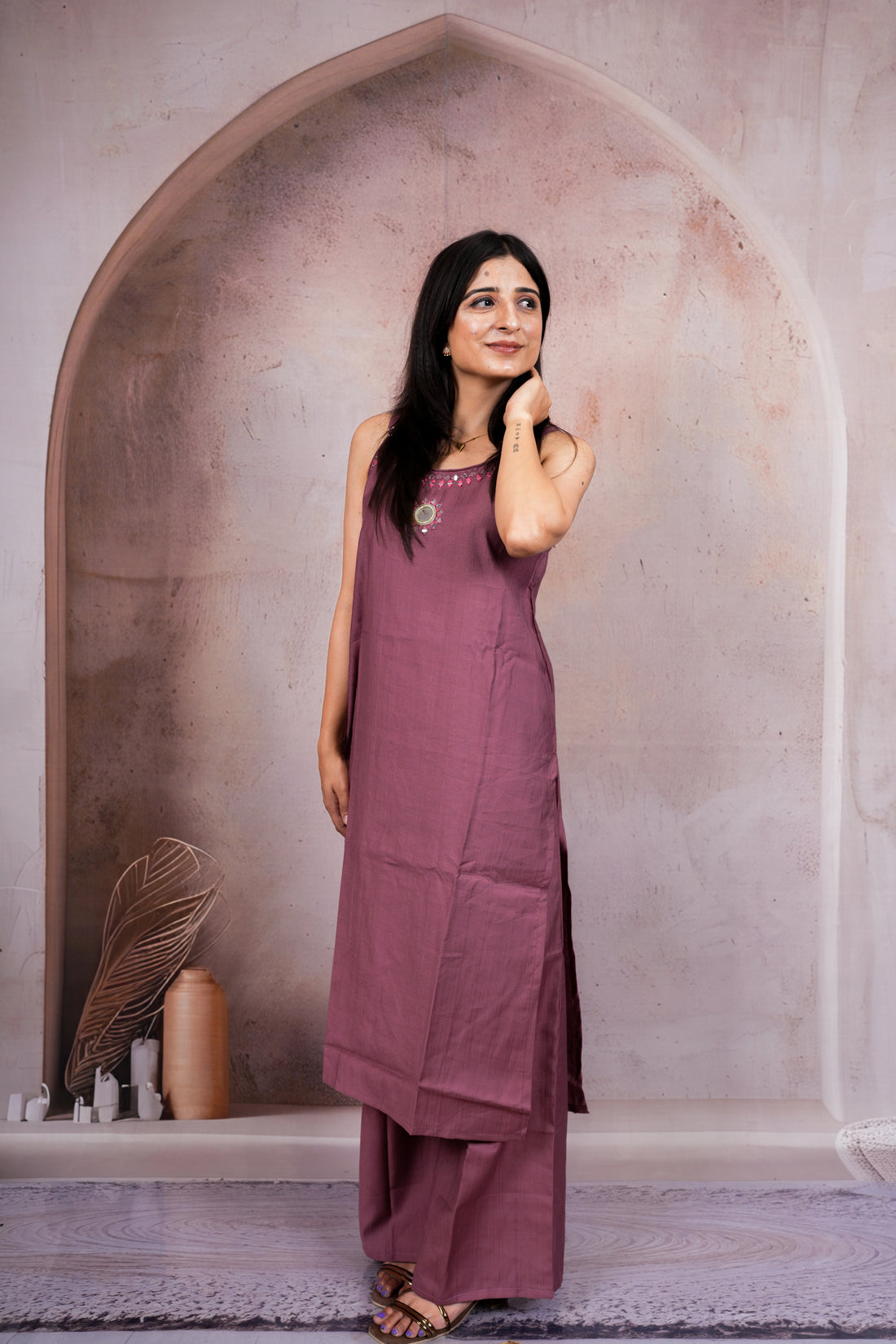 Mauve Soft Cotton Co-Ord Set for Women
