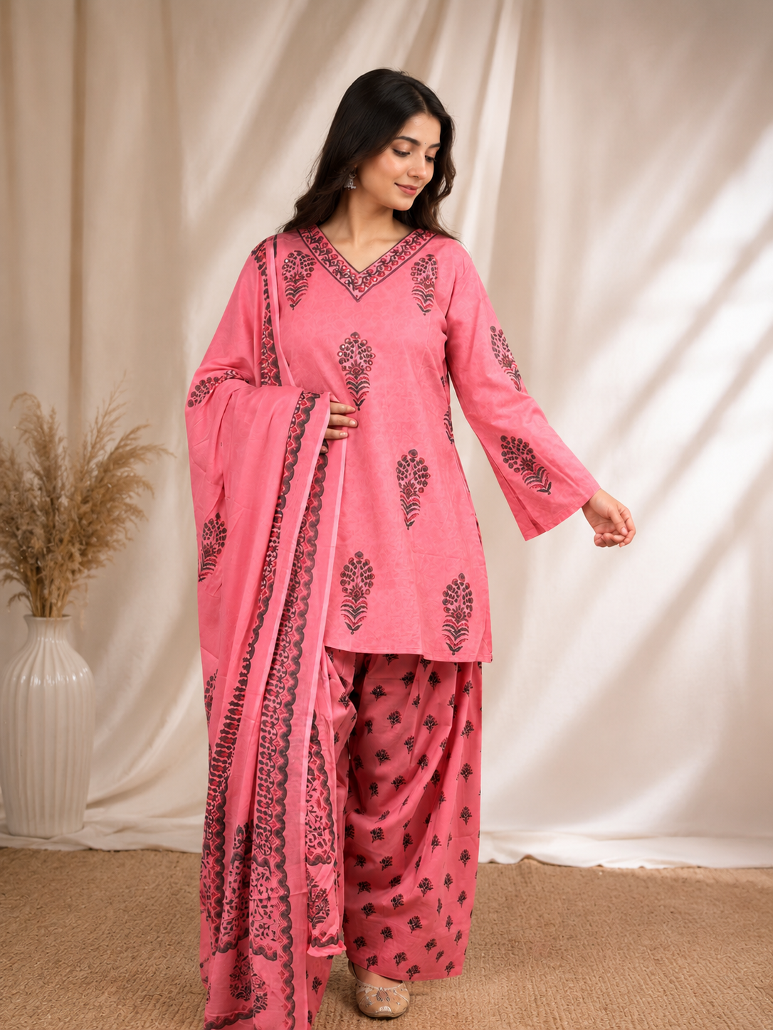 Pink Blush Bloom Farshi Salwar Suit Set